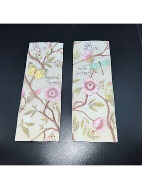 Decorative 3D Floral Wall Hangings With Inspirational Quotes Set Of 2 dragonfly